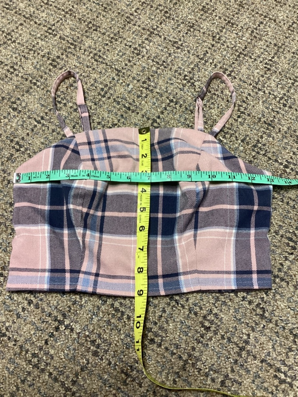 Aeropostale Plaid Pink and Navy Crop Cami Top Size XS - Picture 2 of 6